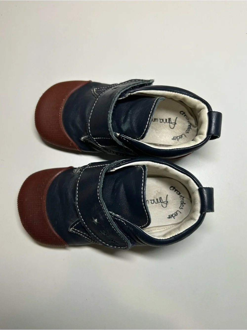 Anna und Paul Baby Size L (EU 22, US 18-24 Month) Navy Brown Star Velcro Leather